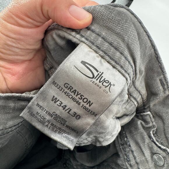 Silver Jeans Co. Grayson Men’s 34x30 Relaxed Fit Straight Leg Gray Denim Jeans - Picture 3 of 10